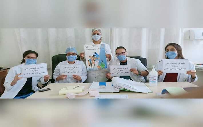 طاقم تمريض يقوم بحملة تحسيسيّة لإقناع المواطنين بالإلتزام بالحجر الذاتي
