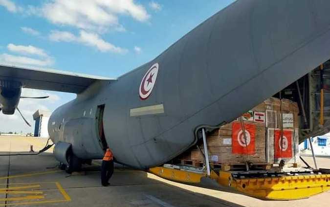 طائرة المساعدات تقلع من تونس الى لبنان 