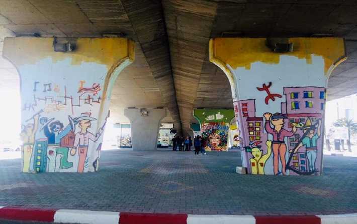 تحت شعار تونس الألوان : فنانون يعيدون رسم اللوحات الفنية على أعمدة قنطرة القرش الأكبر

