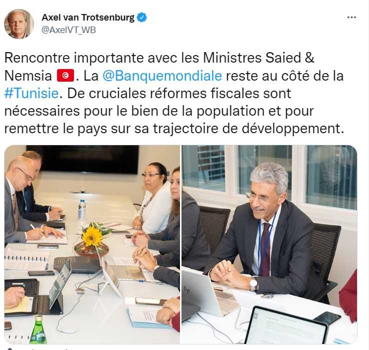المدير المنتدب لشؤون العمليات بالبنك الدولي يؤكد على قيام تونس بإصلاحات جبائية حاسمة
