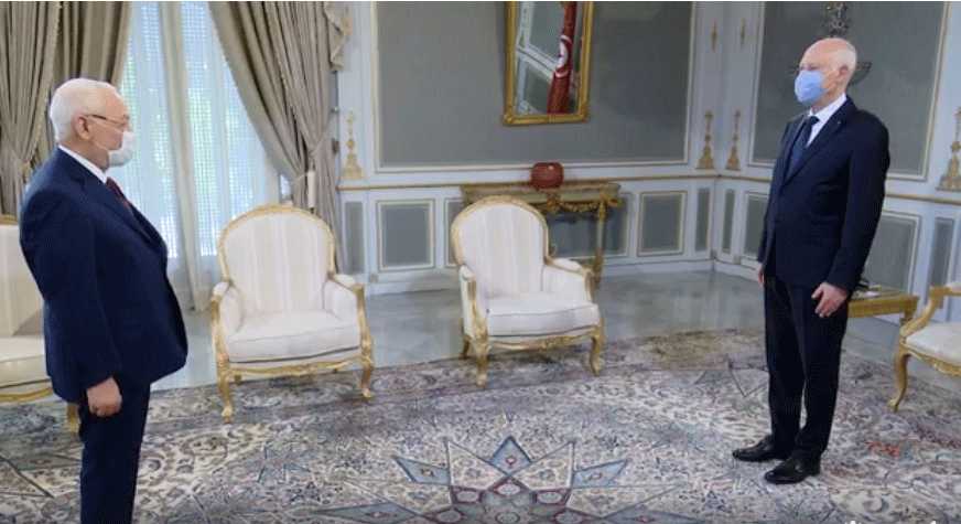رئيس مجلس نواب الشعب راشد الغنوشي يلتقي رئيس الجمهورية قيس سعيد 