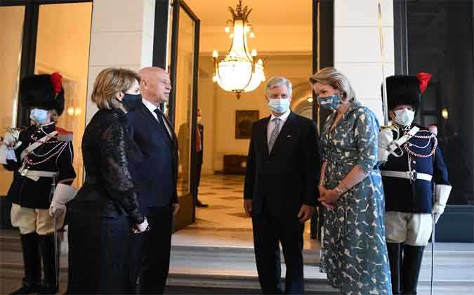 رفقة زوجته اشراف شبيل : رئيس الجمهورية قيس سعيد يلتقي العاهل البلجيكي