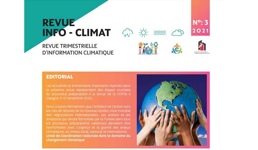 في العدد الثالث من نشرية التغيرات المناخية لسنة 2021: أضواء على جهود تونس والمجموعة الدولية للحدّ من تأثيرات التغيرات المناخية

