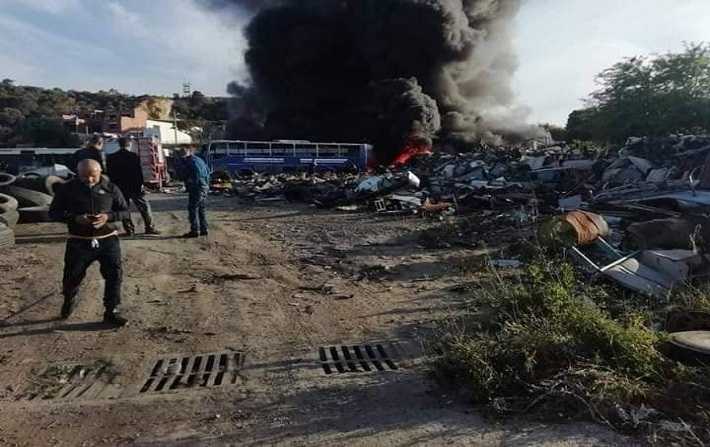 جرزونة - بنزرت : حريق بمستودع الحافلات للشركة الجهوية للنقل 

