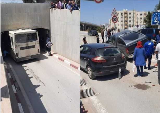 أريانة- اصطدام حافلة  تابعة لنقل تونس بنفق مخصص للسيارات الخفيفة

