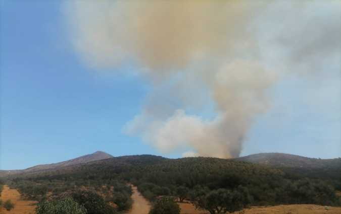 تواصل انبعاث الدخان في محيط جبل بوقرنين