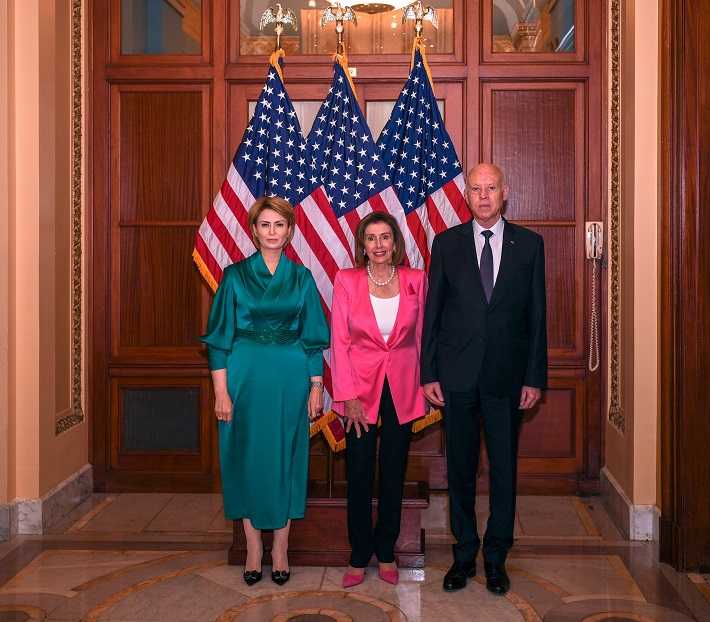 لقاء جمع قيس سعيد برئيسة مجلس النواب الأمريكي نانسي بيلوسي


